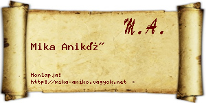 Mika Anikó névjegykártya