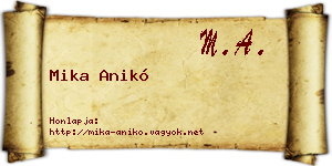 Mika Anikó névjegykártya